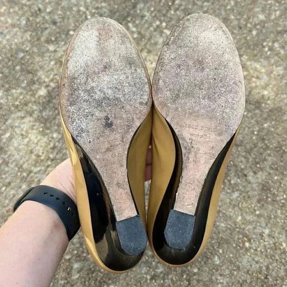 Vintage Kate Spade Beige Black Patent Leather Wedges Women’s Size 8.5 - Picture 10 of 10